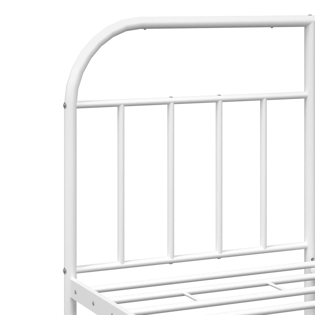 Metal Bed Frame without Mattress with Headboard White 140x200cm