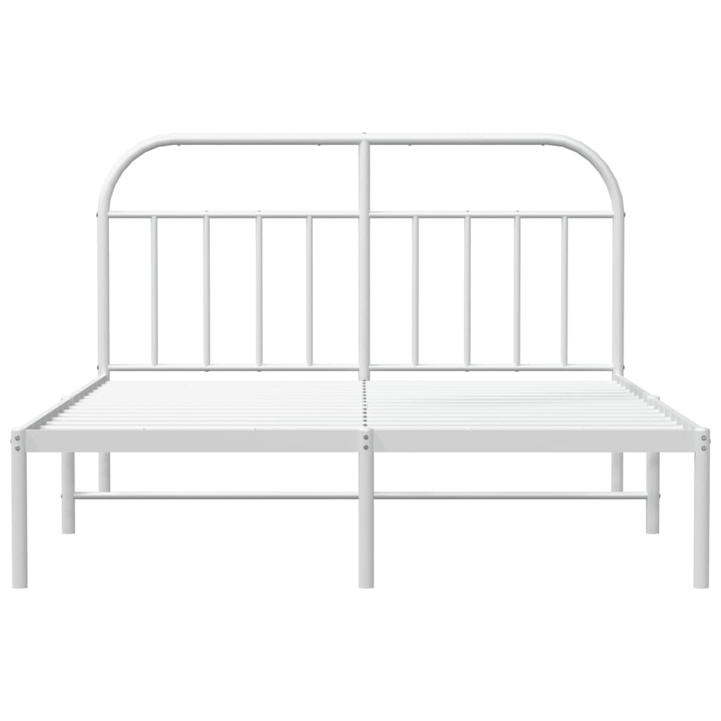 Metal Bed Frame without Mattress with Headboard White 160x200cm