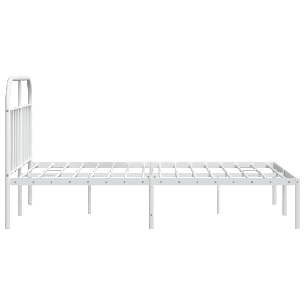 Metal Bed Frame without Mattress with Headboard White 160x200cm