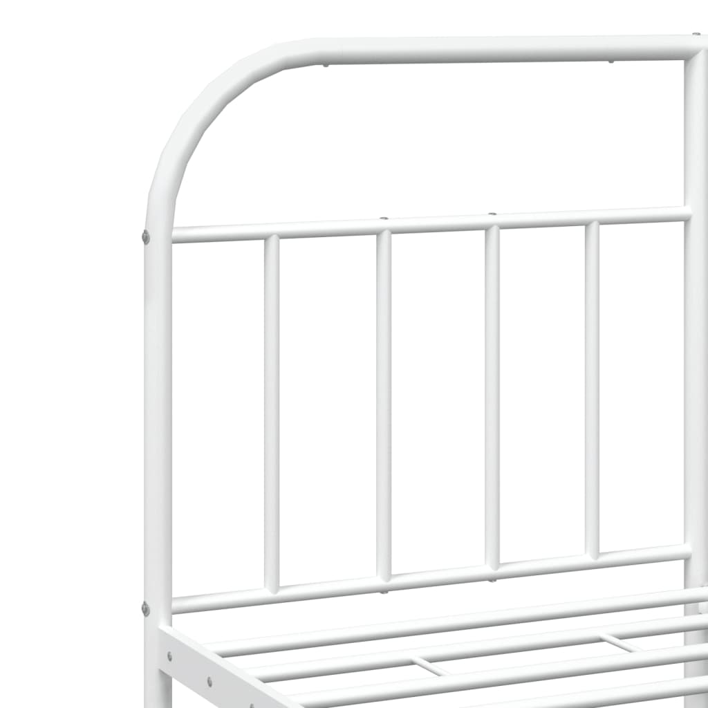 Metal Bed Frame without Mattress with Headboard White 160x200cm