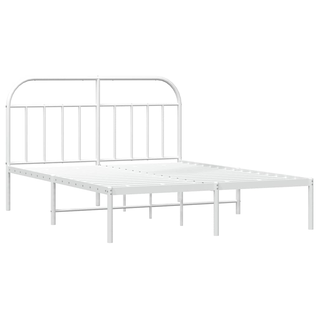 Metal Bed Frame without Mattress with Headboard White 183x213cm