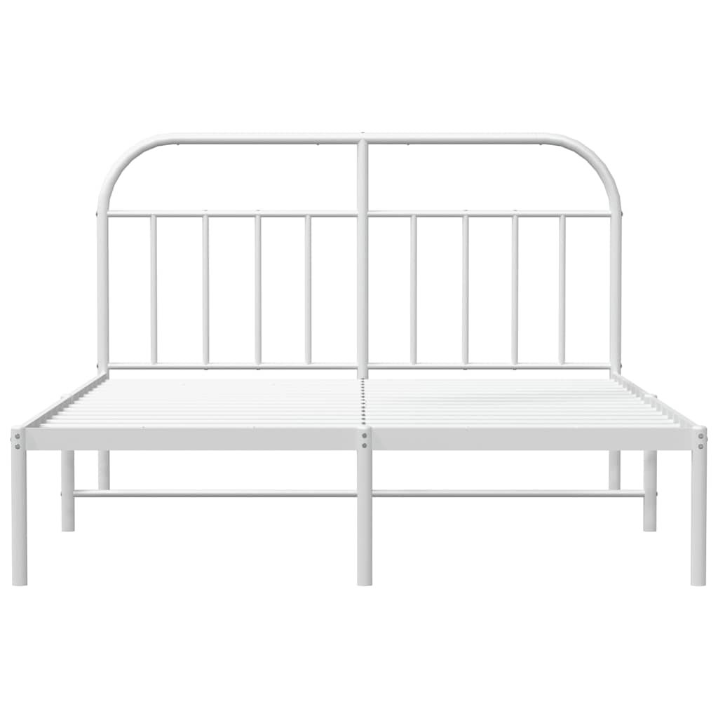 Metal Bed Frame without Mattress with Headboard White 183x213cm