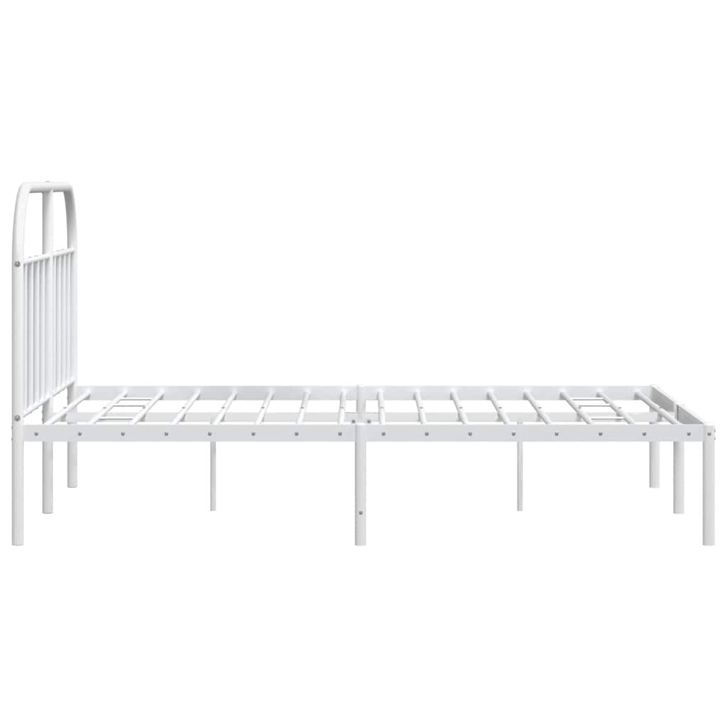 Metal Bed Frame without Mattress with Headboard White 183x213cm