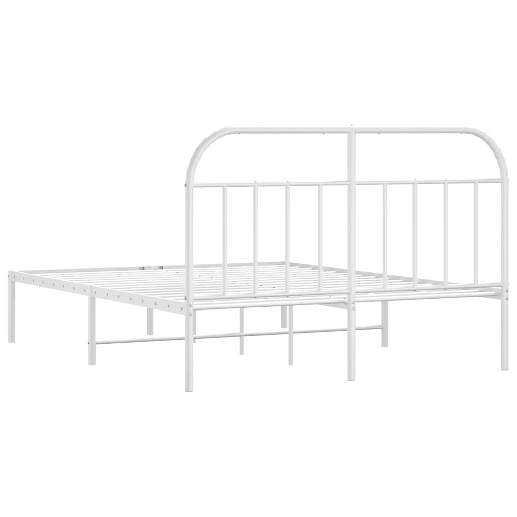 Metal Bed Frame without Mattress with Headboard White 183x213cm