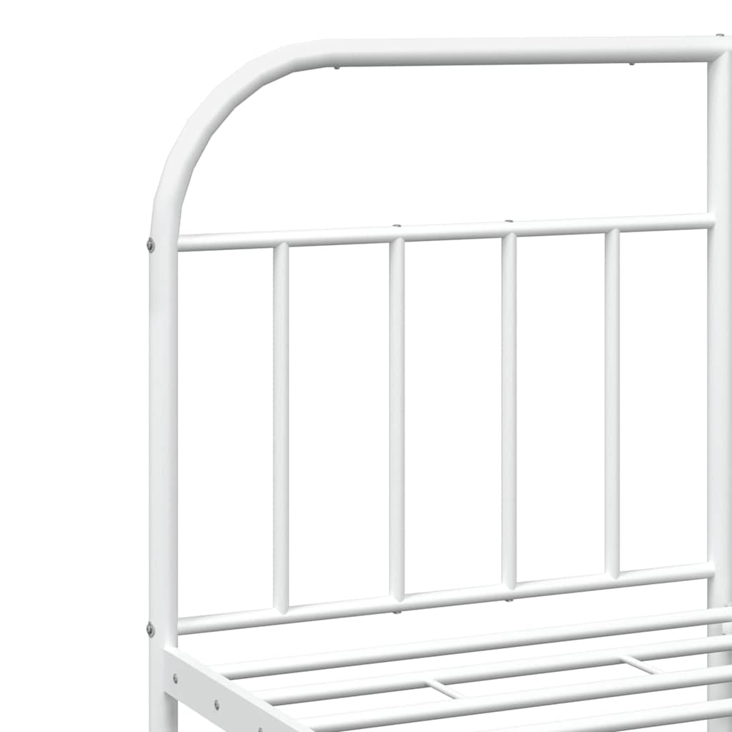 Metal Bed Frame without Mattress with Headboard White 183x213cm