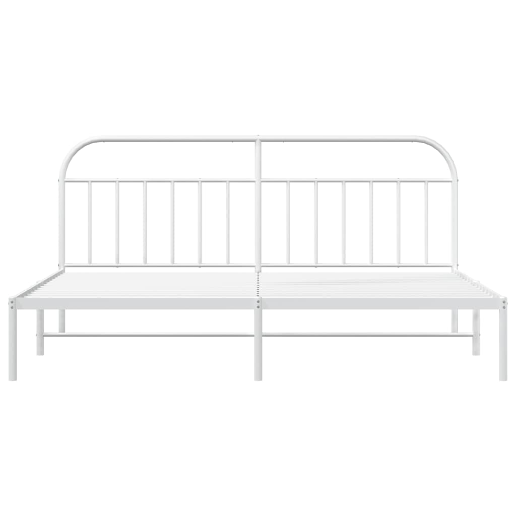 Metal Bed Frame without Mattress with Headboard White 193x203cm