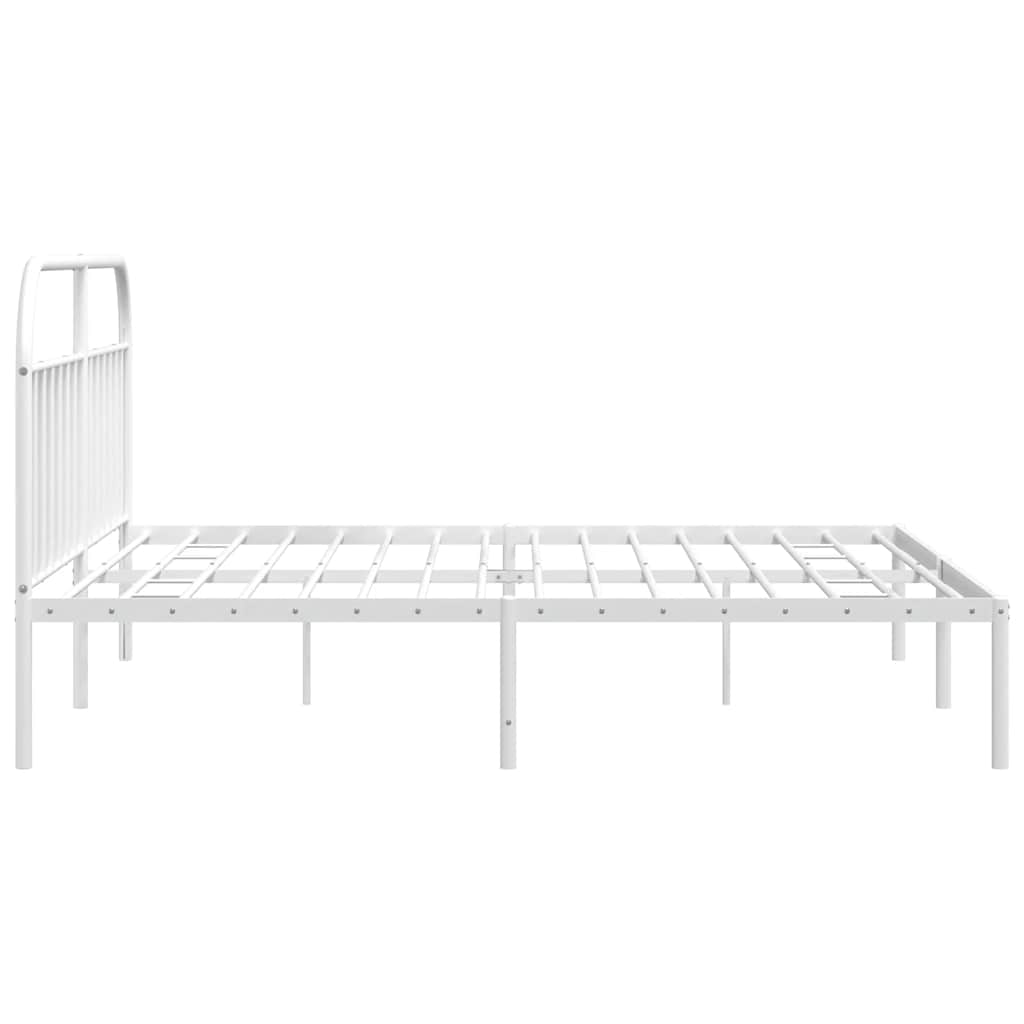 Metal Bed Frame without Mattress with Headboard White 193x203cm