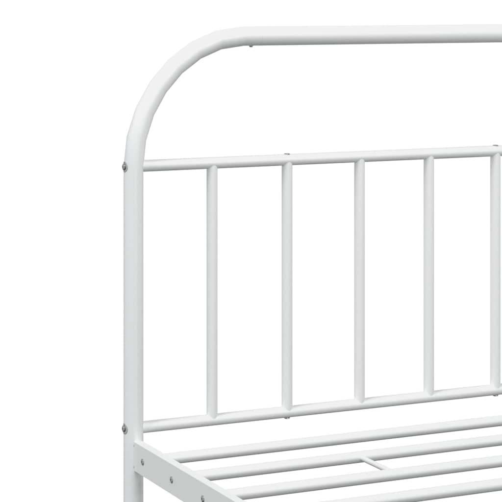 Metal Bed Frame without Mattress with Headboard White 193x203cm