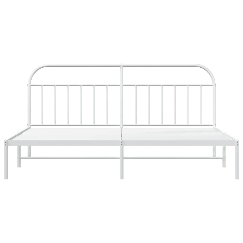 Metal Bed Frame without Mattress with Headboard White 200x200cm