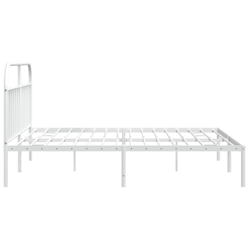 Metal Bed Frame without Mattress with Headboard White 200x200cm