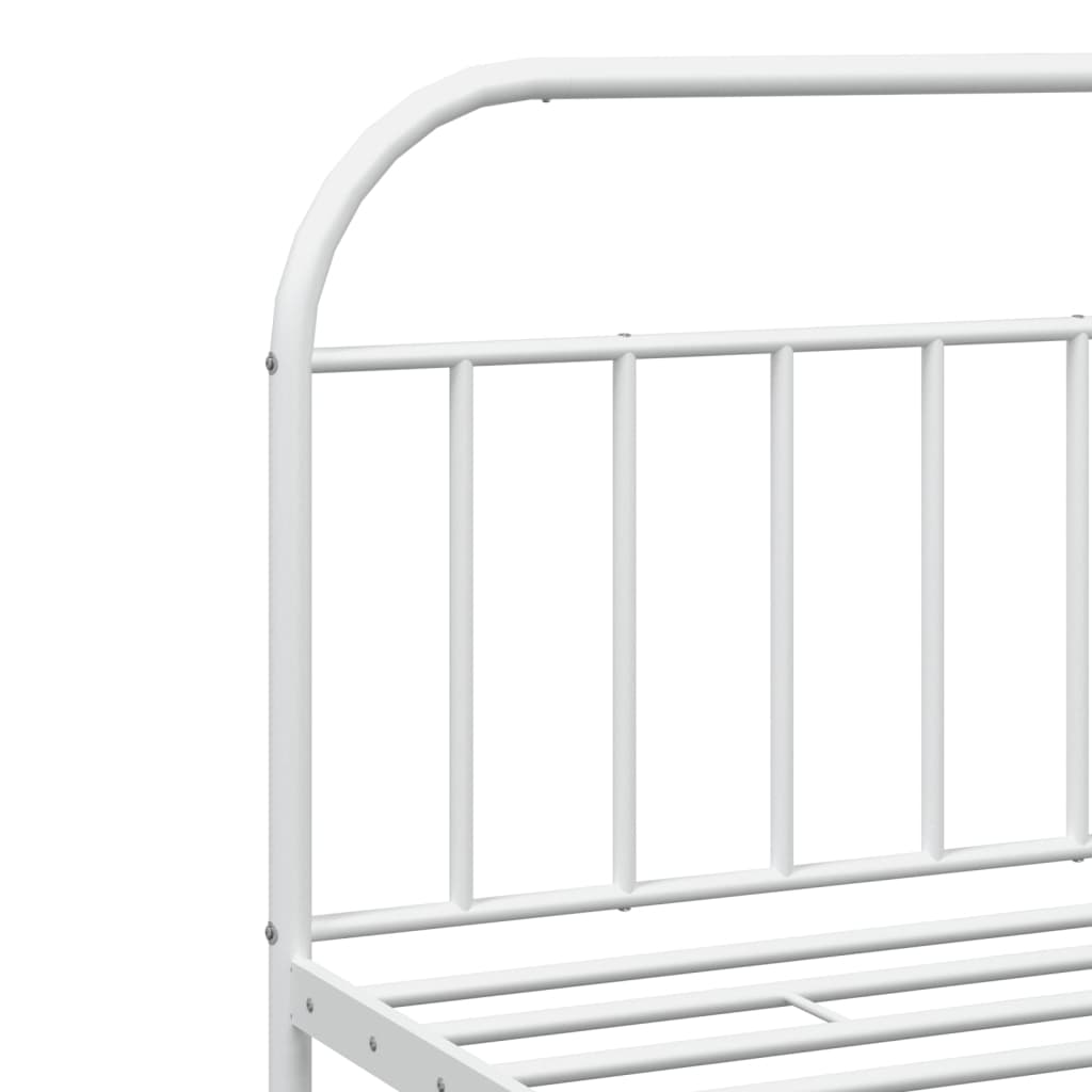 Metal Bed Frame without Mattress with Headboard White 200x200cm