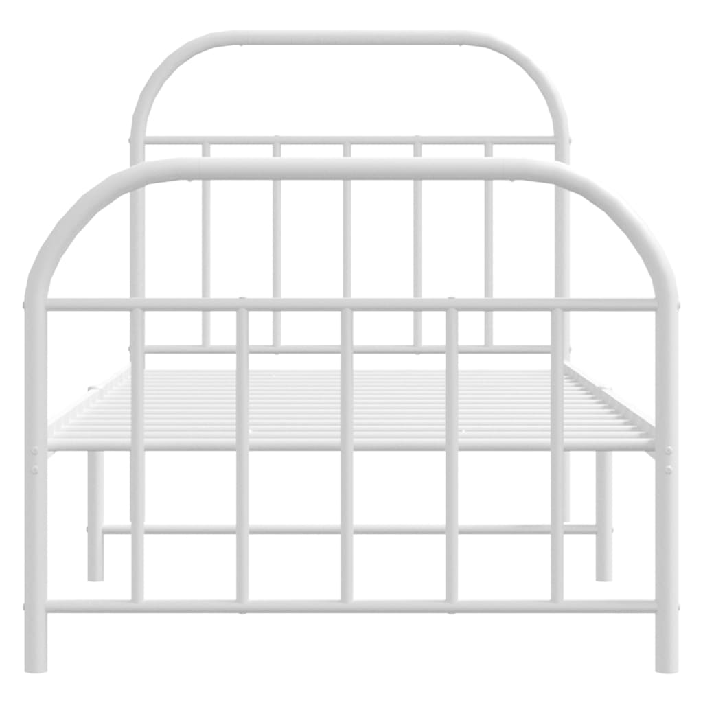 Metal Bed Frame without Mattress with Footboard White 90x190cm