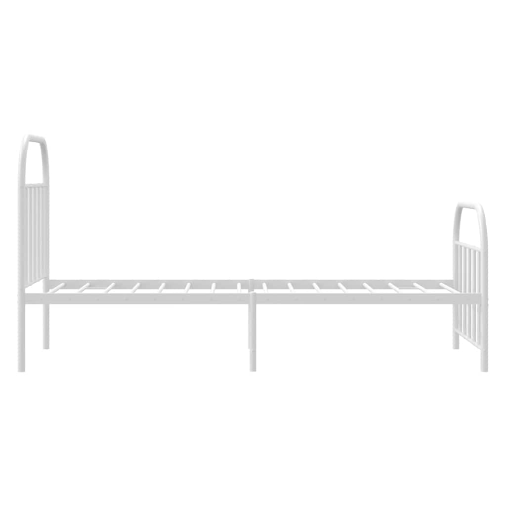 Metal Bed Frame without Mattress with Footboard White 90x190cm