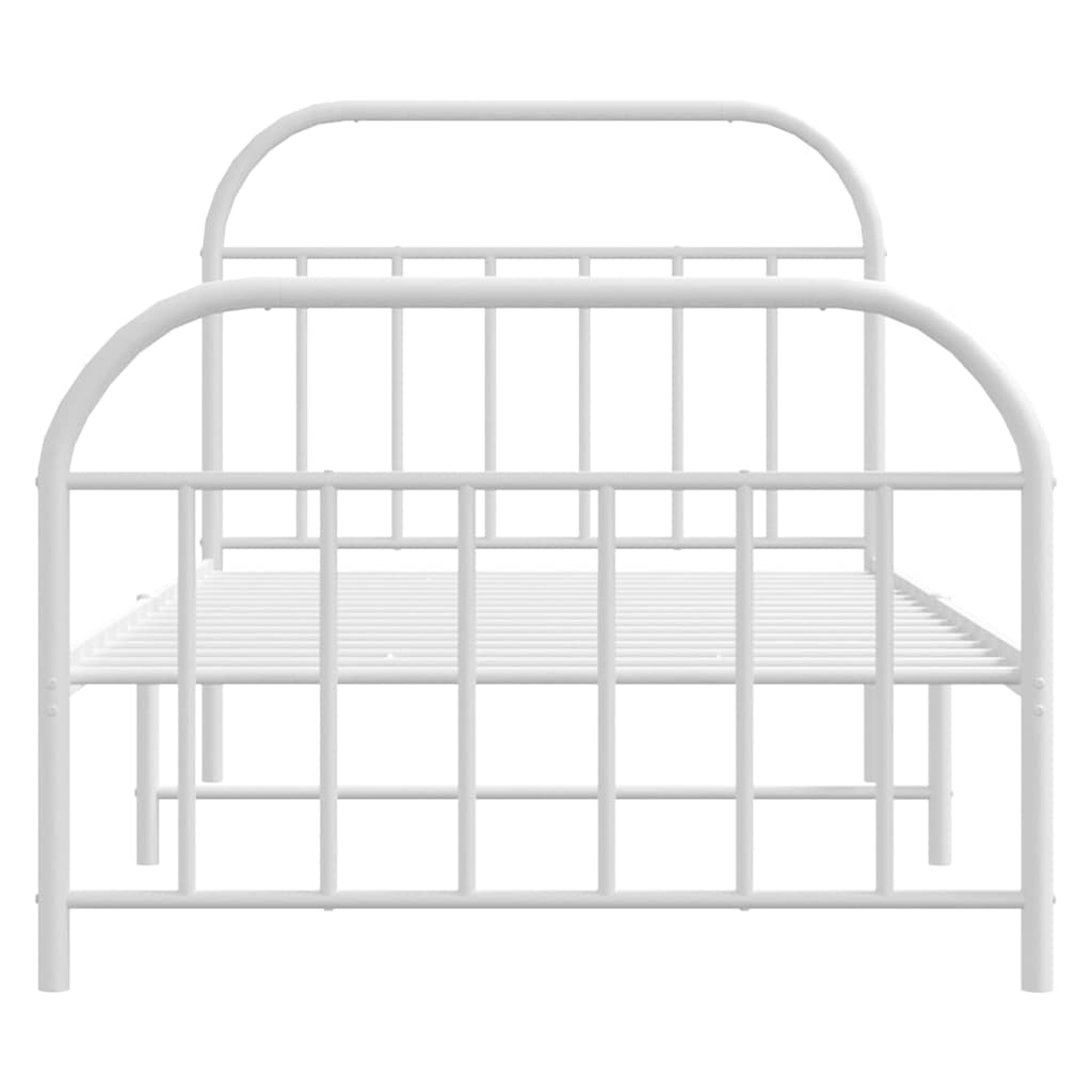 Metal Bed Frame without Mattress with Footboard White 100x190cm