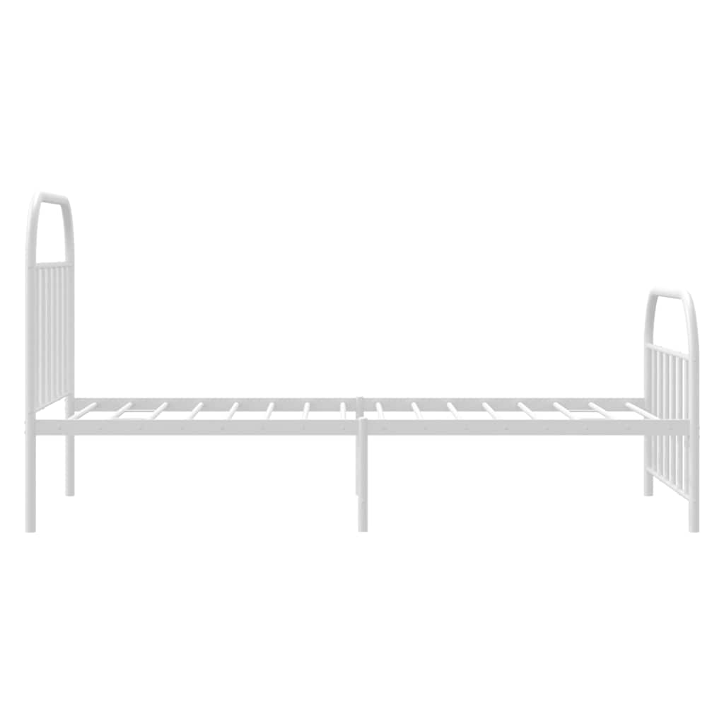Metal Bed Frame without Mattress with Footboard White 100x190cm