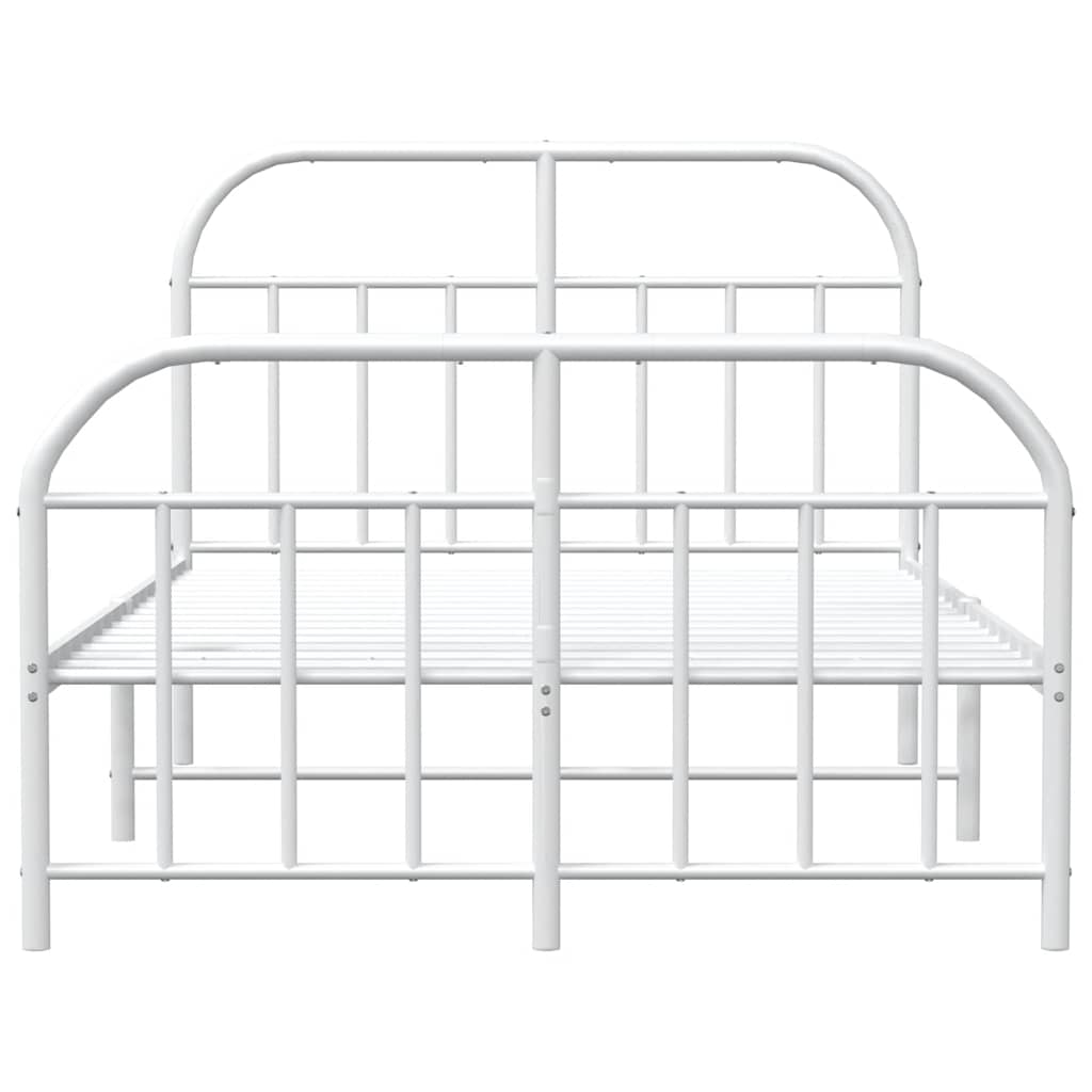 Metal Bed Frame without Mattress with Footboard White 120x190cm