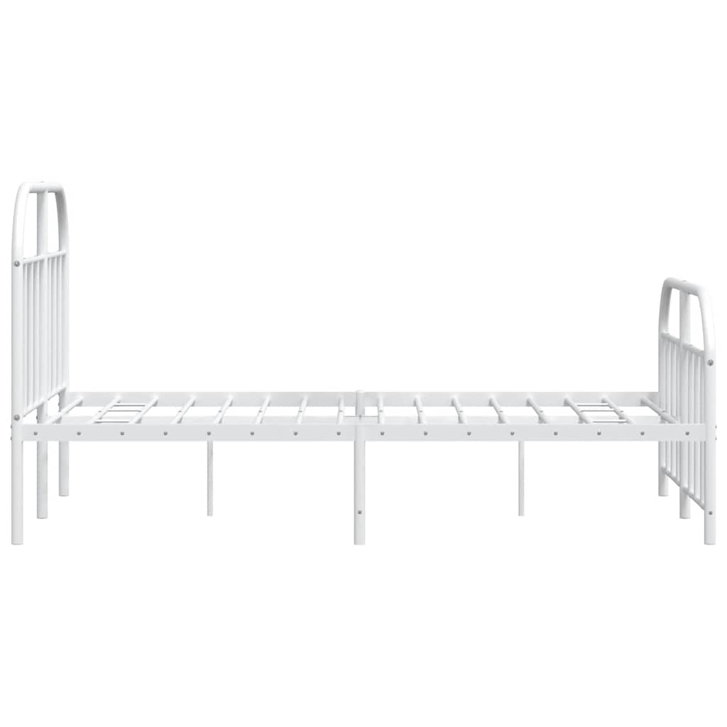 Metal Bed Frame without Mattress with Footboard White 120x190cm