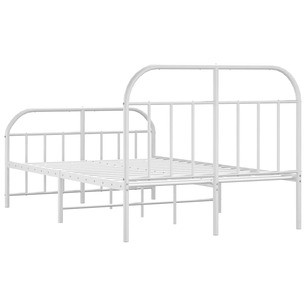 Metal Bed Frame without Mattress with Footboard White 120x190cm