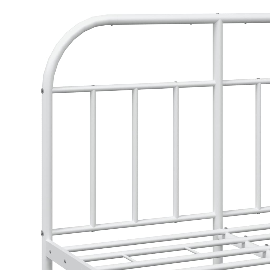 Metal Bed Frame without Mattress with Footboard White 120x190cm