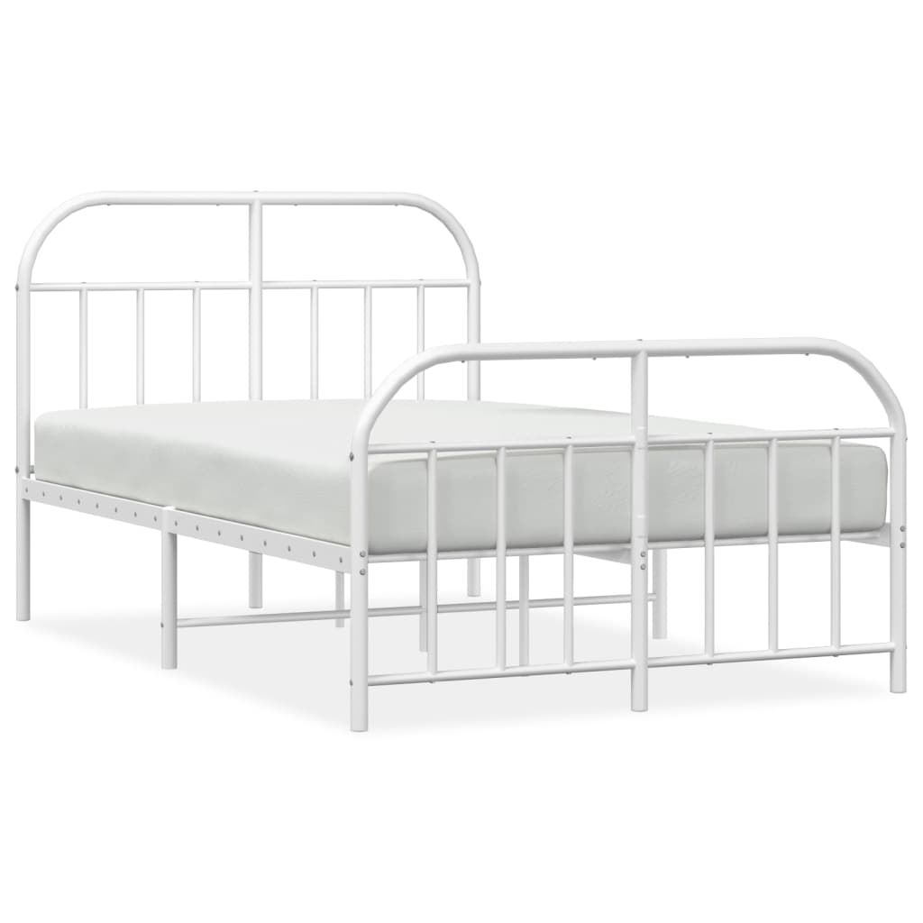 Metal Bed Frame without Mattress with Footboard White 120x200cm