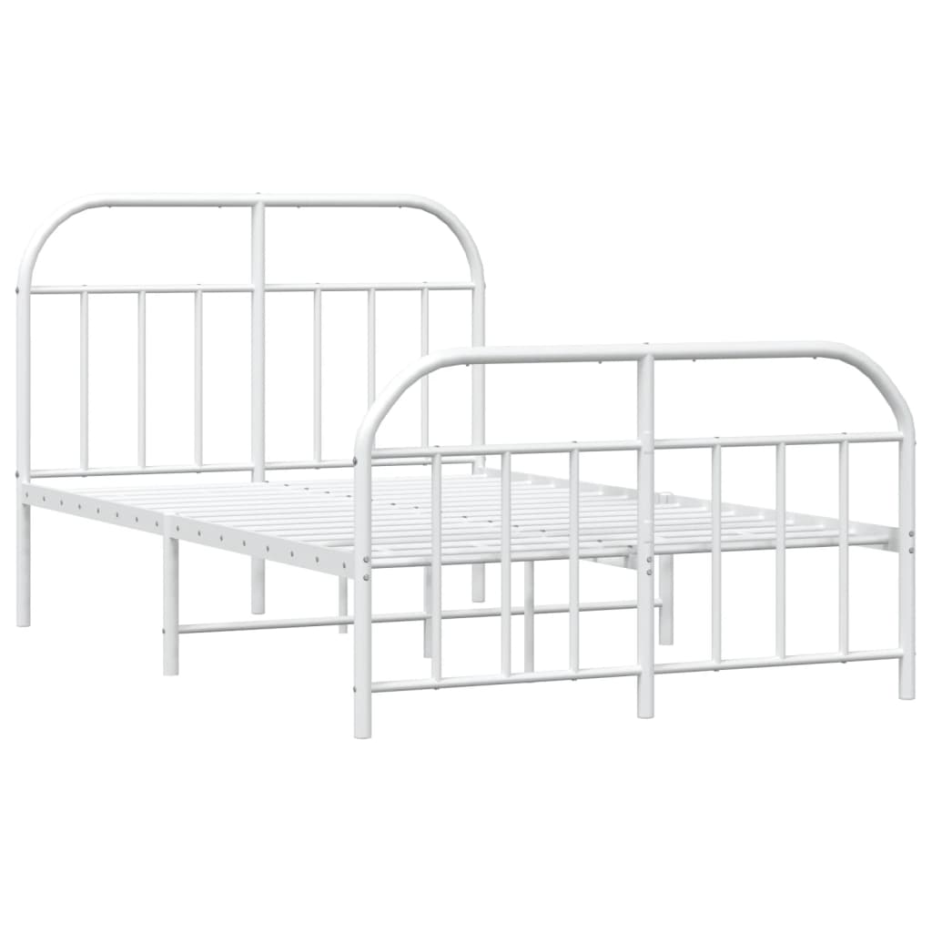 Metal Bed Frame without Mattress with Footboard White 120x200cm