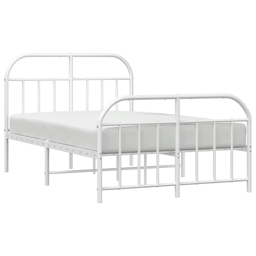 Metal Bed Frame without Mattress with Footboard White 120x200cm