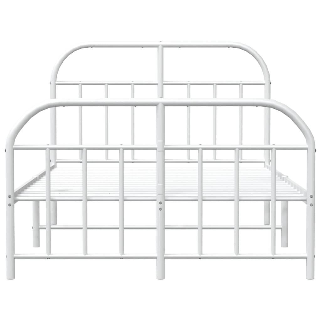 Metal Bed Frame without Mattress with Footboard White 120x200cm