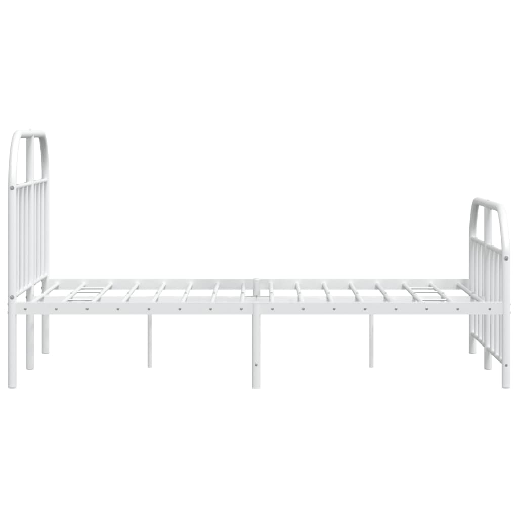 Metal Bed Frame without Mattress with Footboard White 120x200cm