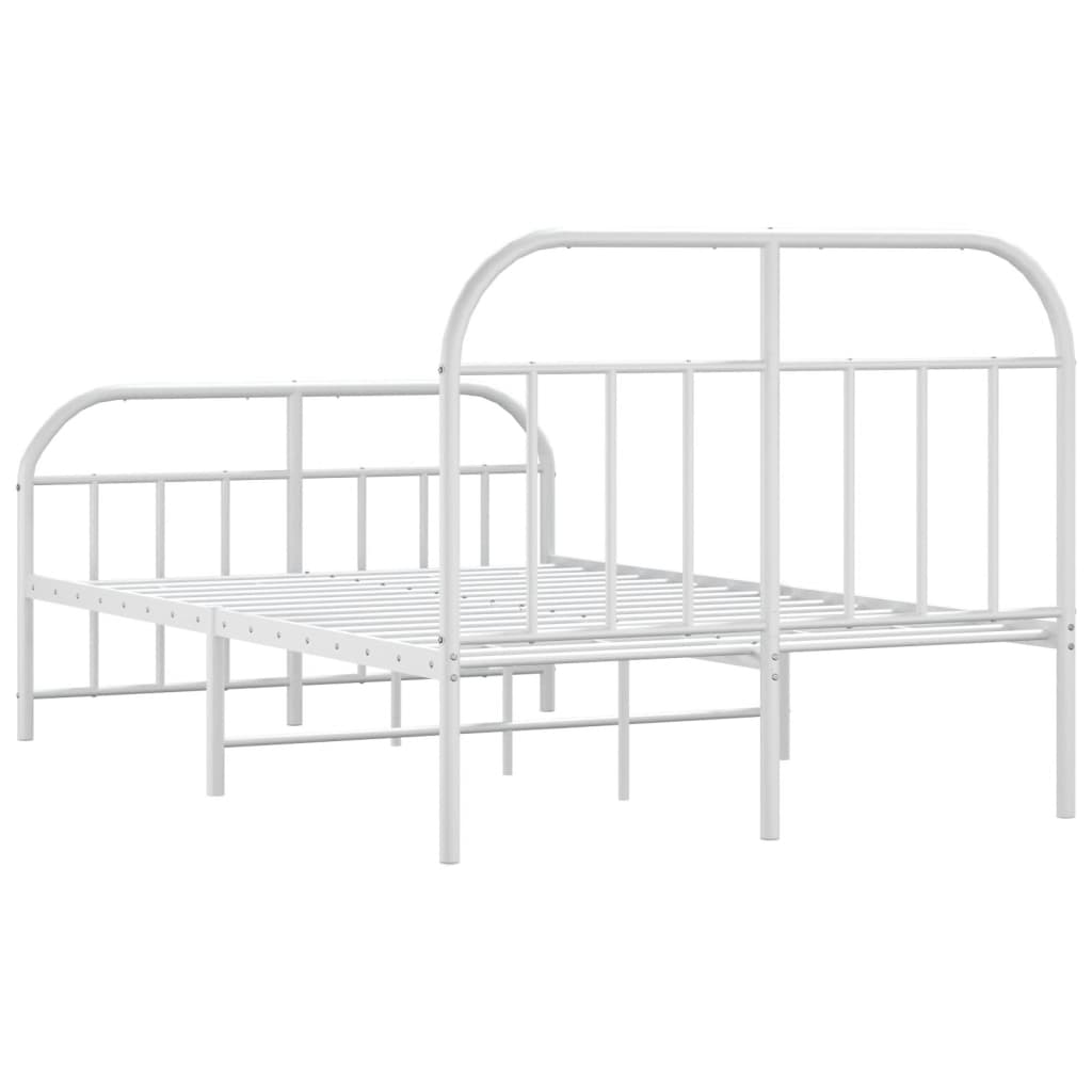 Metal Bed Frame without Mattress with Footboard White 120x200cm