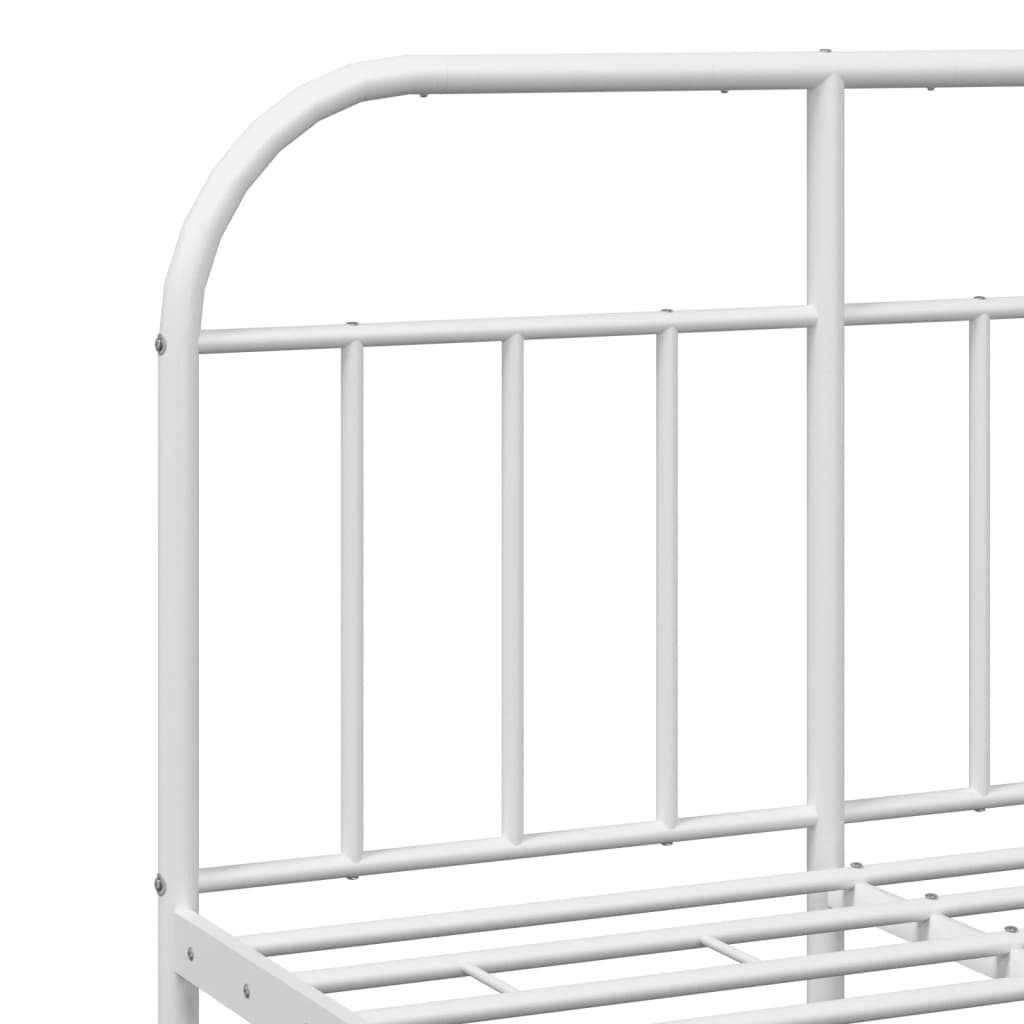 Metal Bed Frame without Mattress with Footboard White 120x200cm