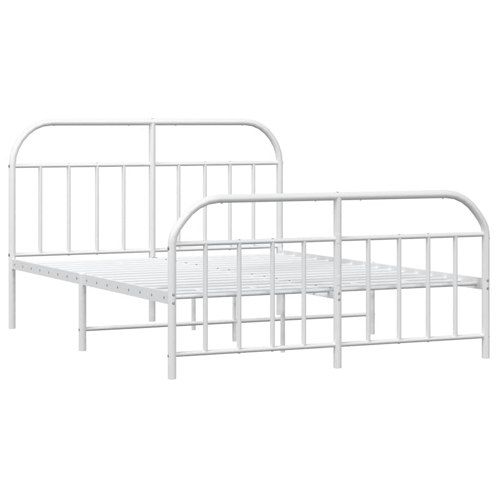 Metal Bed Frame without Mattress with Footboard White 135x190cm