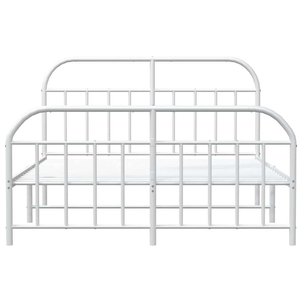 Metal Bed Frame without Mattress with Footboard White 135x190cm