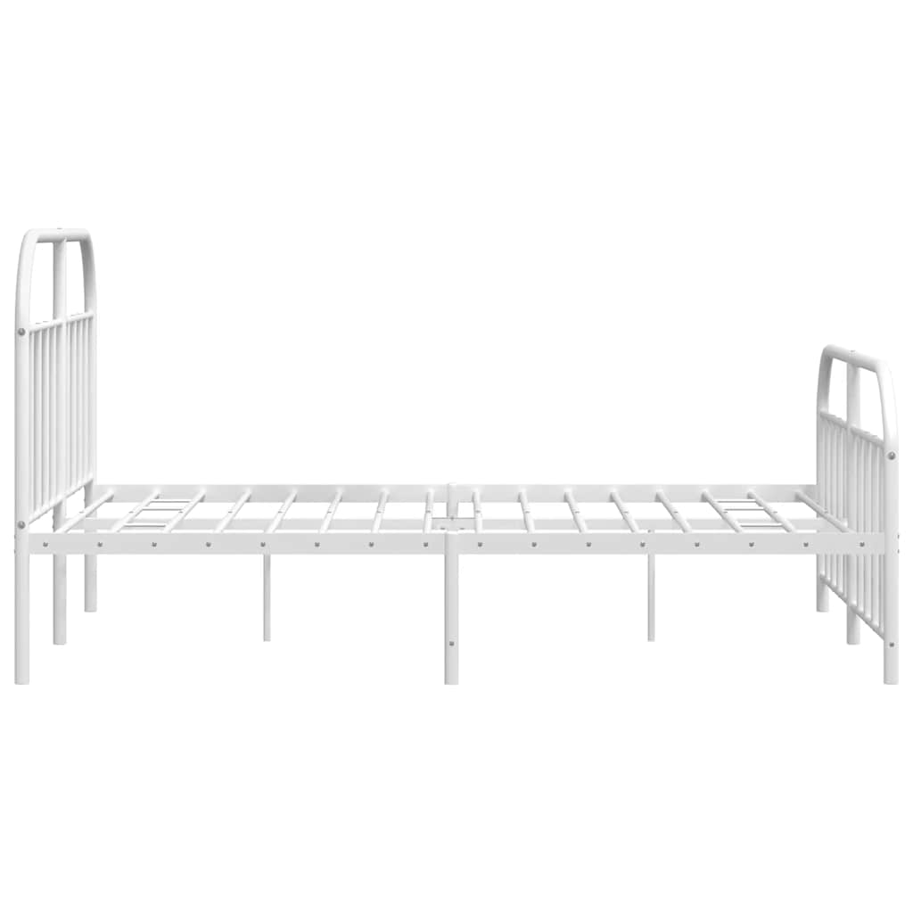 Metal Bed Frame without Mattress with Footboard White 135x190cm