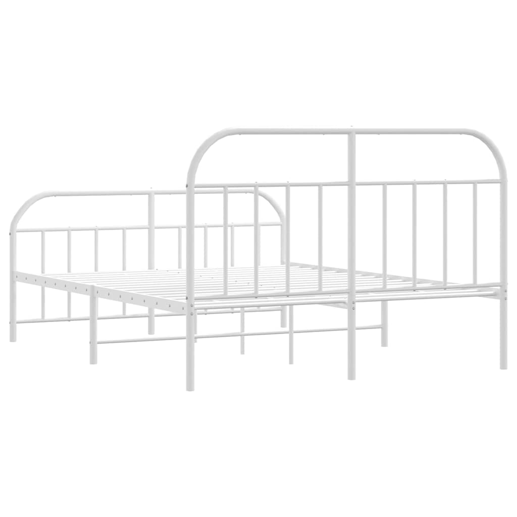 Metal Bed Frame without Mattress with Footboard White 135x190cm