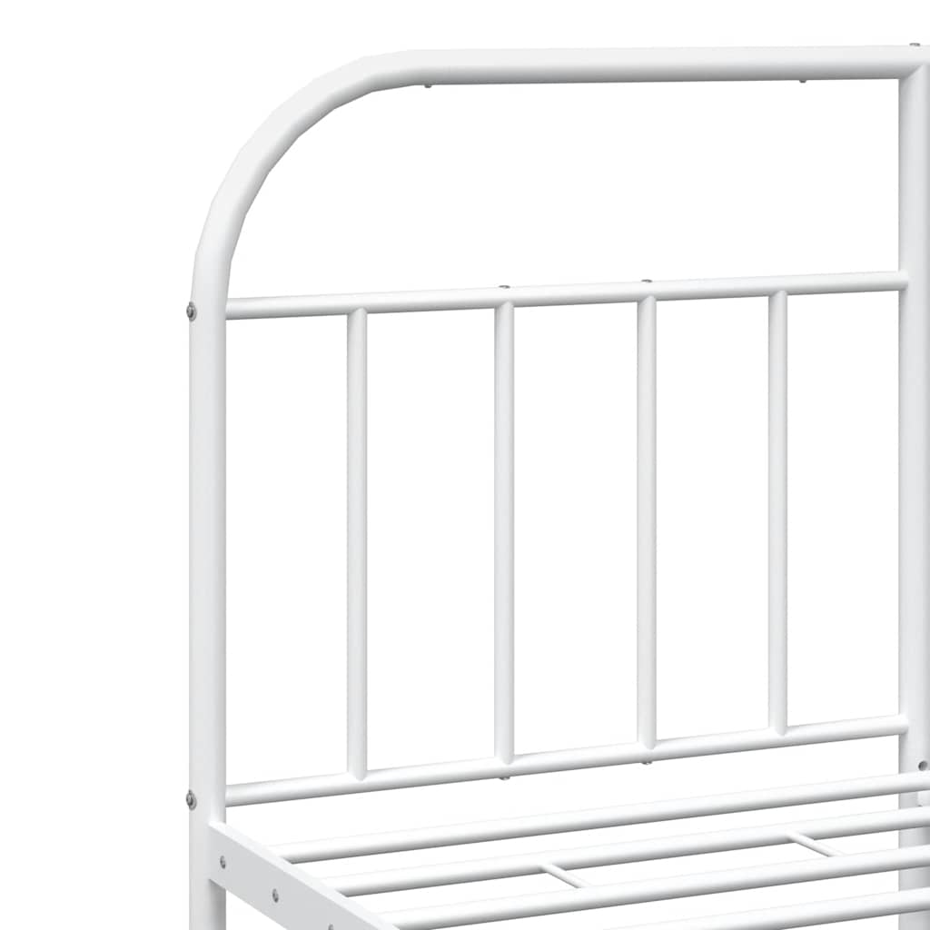 Metal Bed Frame without Mattress with Footboard White 135x190cm