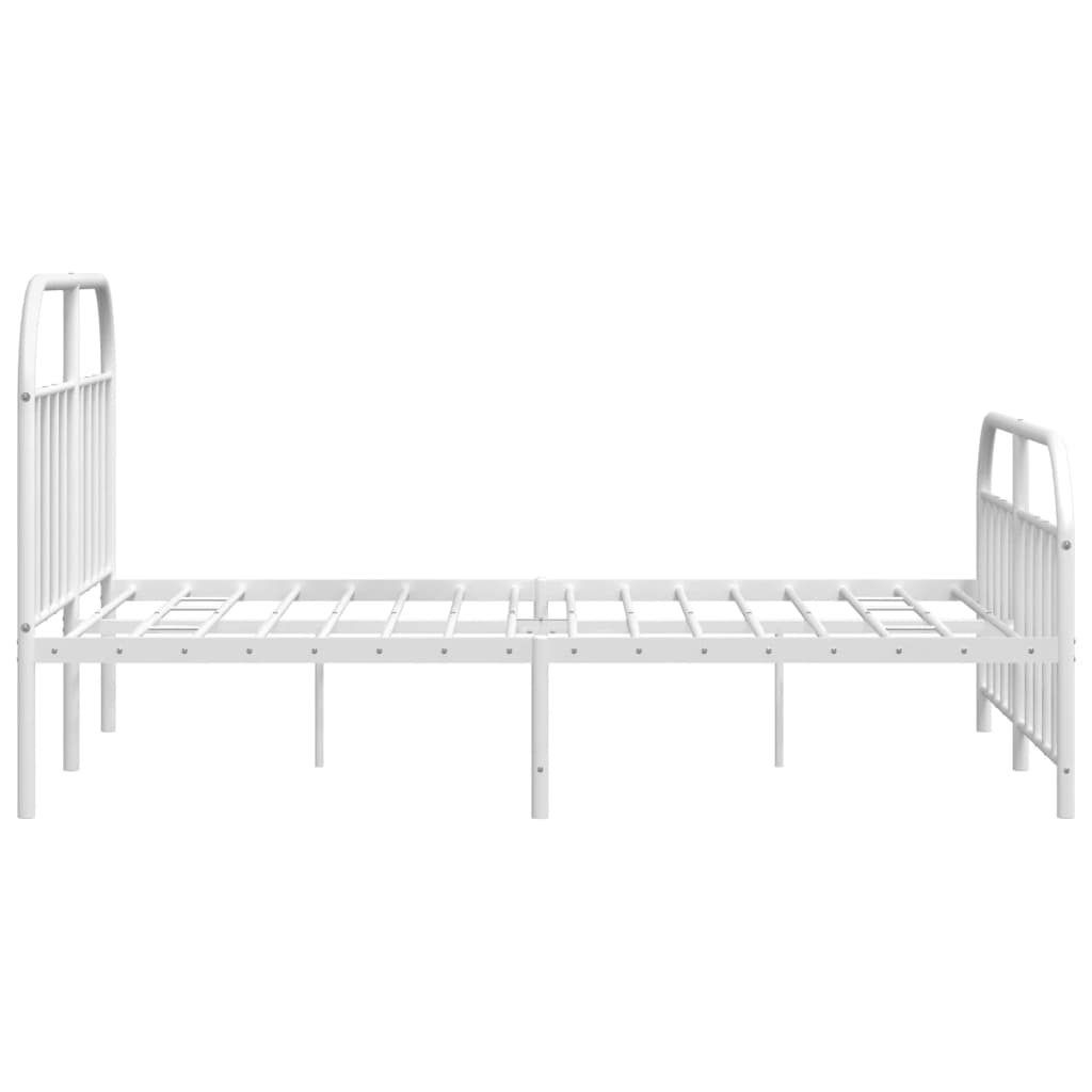 Metal Bed Frame without Mattress with Footboard White 140x190cm