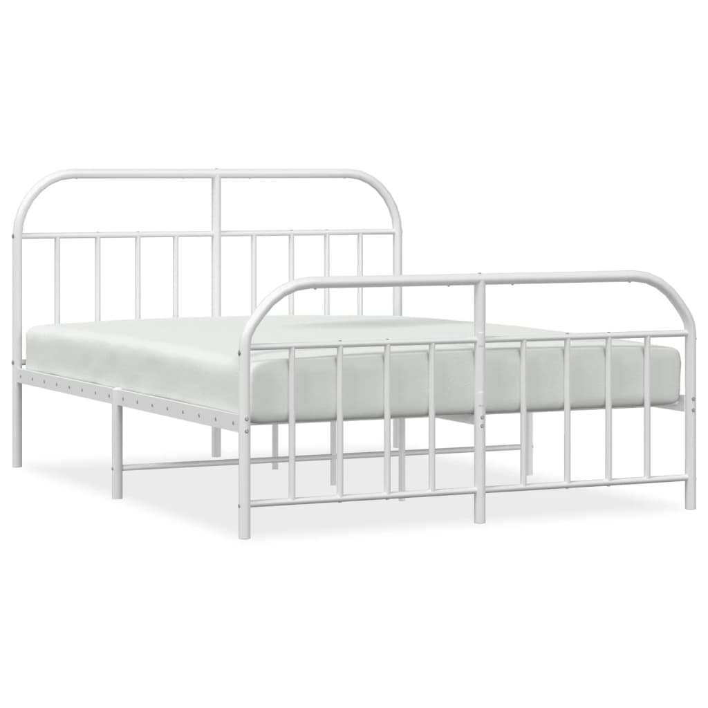 Metal Bed Frame without Mattress with Footboard White 140x200cm
