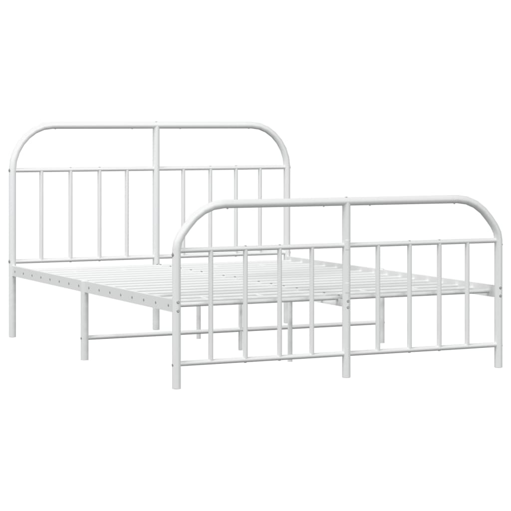Metal Bed Frame without Mattress with Footboard White 140x200cm