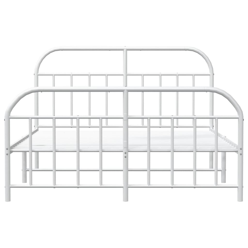 Metal Bed Frame without Mattress with Footboard White 140x200cm