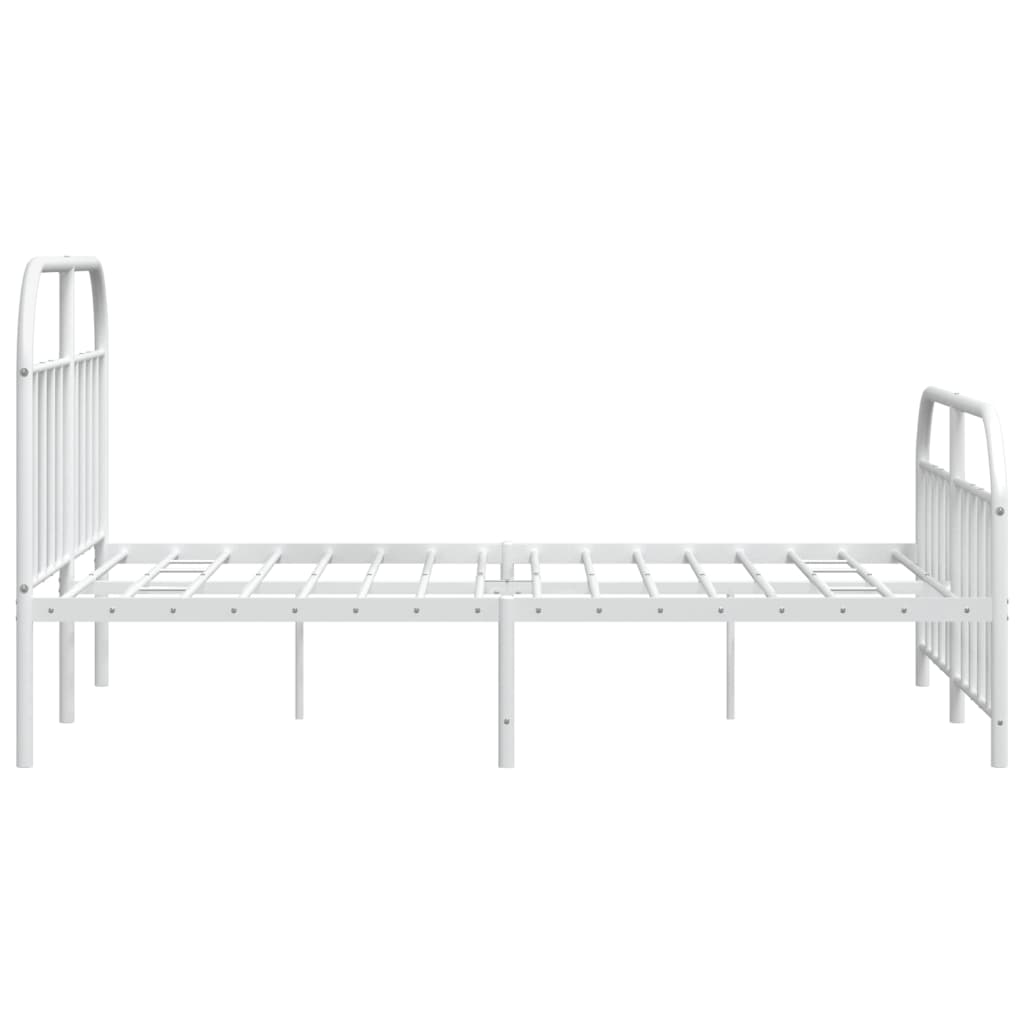 Metal Bed Frame without Mattress with Footboard White 140x200cm