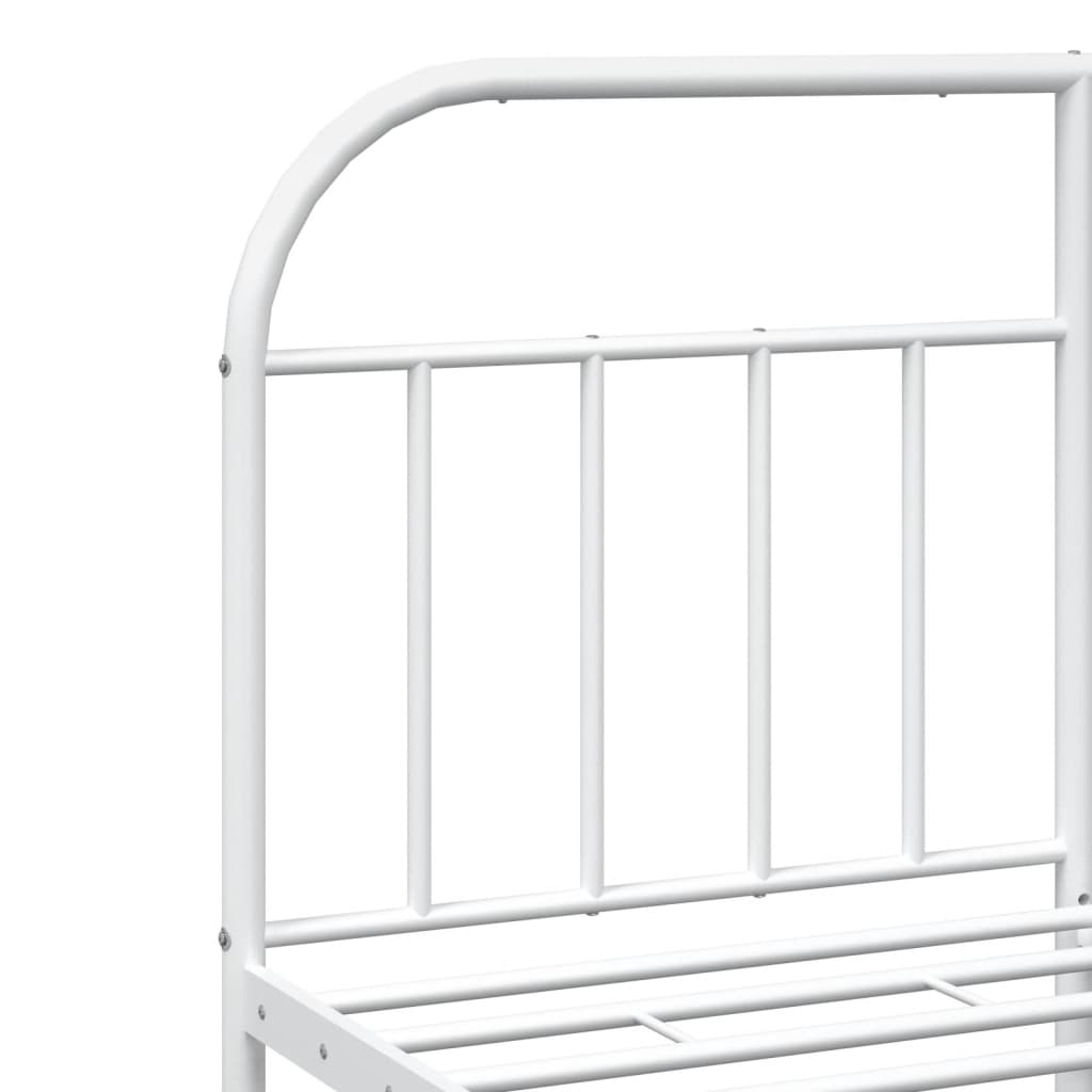 Metal Bed Frame without Mattress with Footboard White 140x200cm