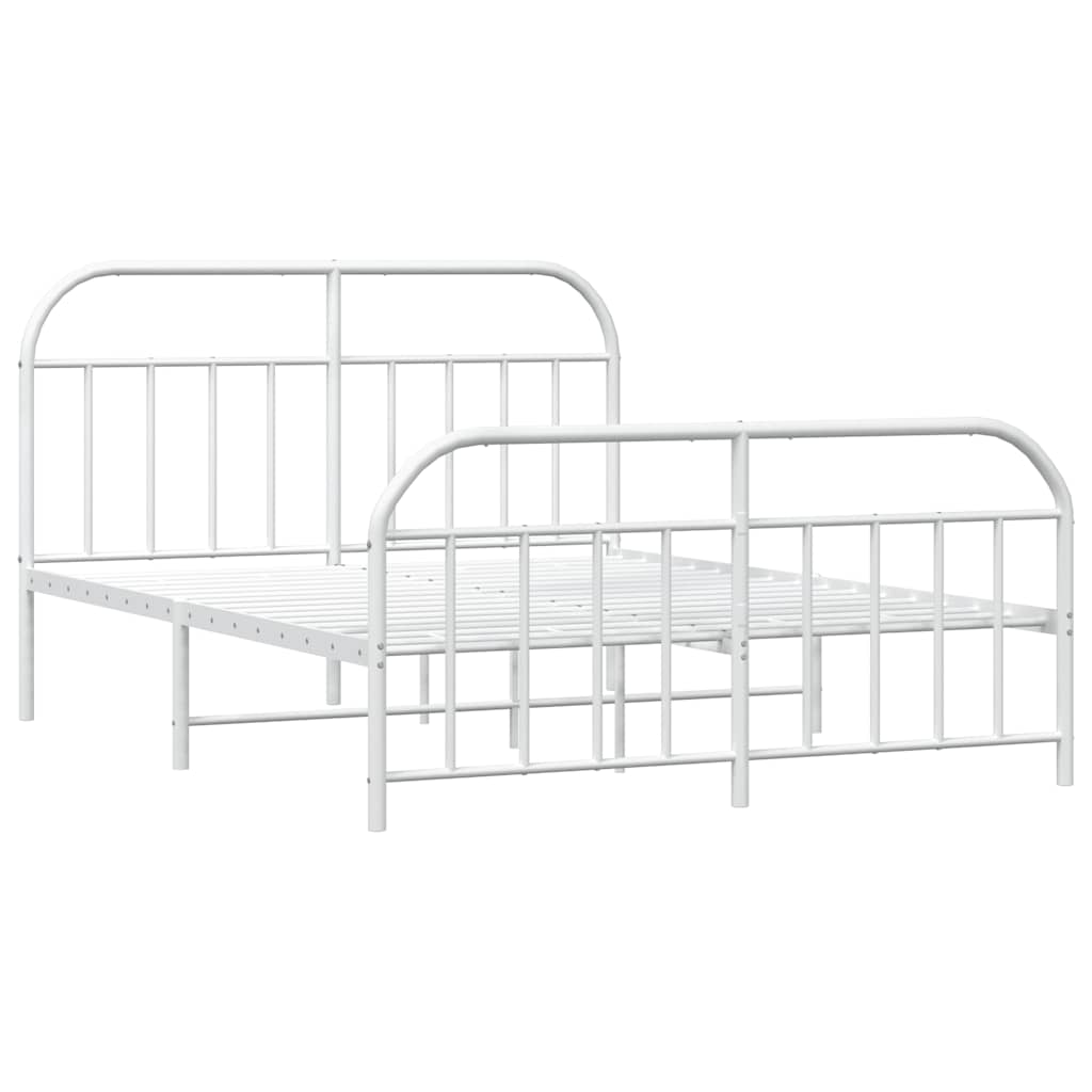 Metal Bed Frame without Mattress with Footboard White 160x200cm