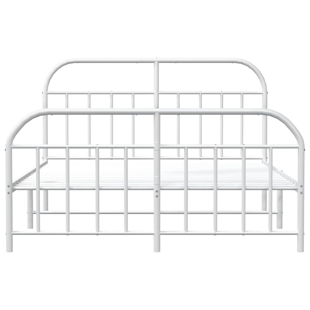 Metal Bed Frame without Mattress with Footboard White 160x200cm