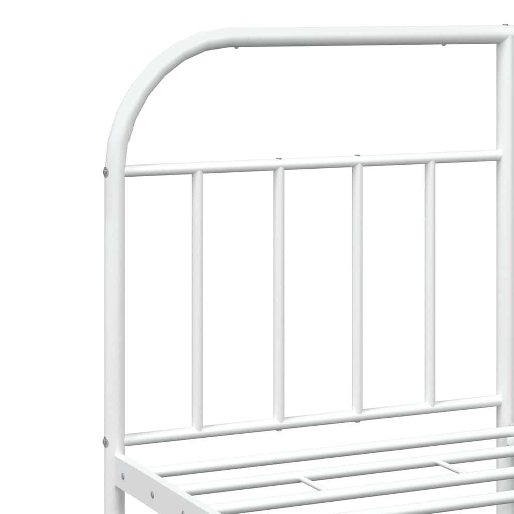 Metal Bed Frame without Mattress with Footboard White 160x200cm