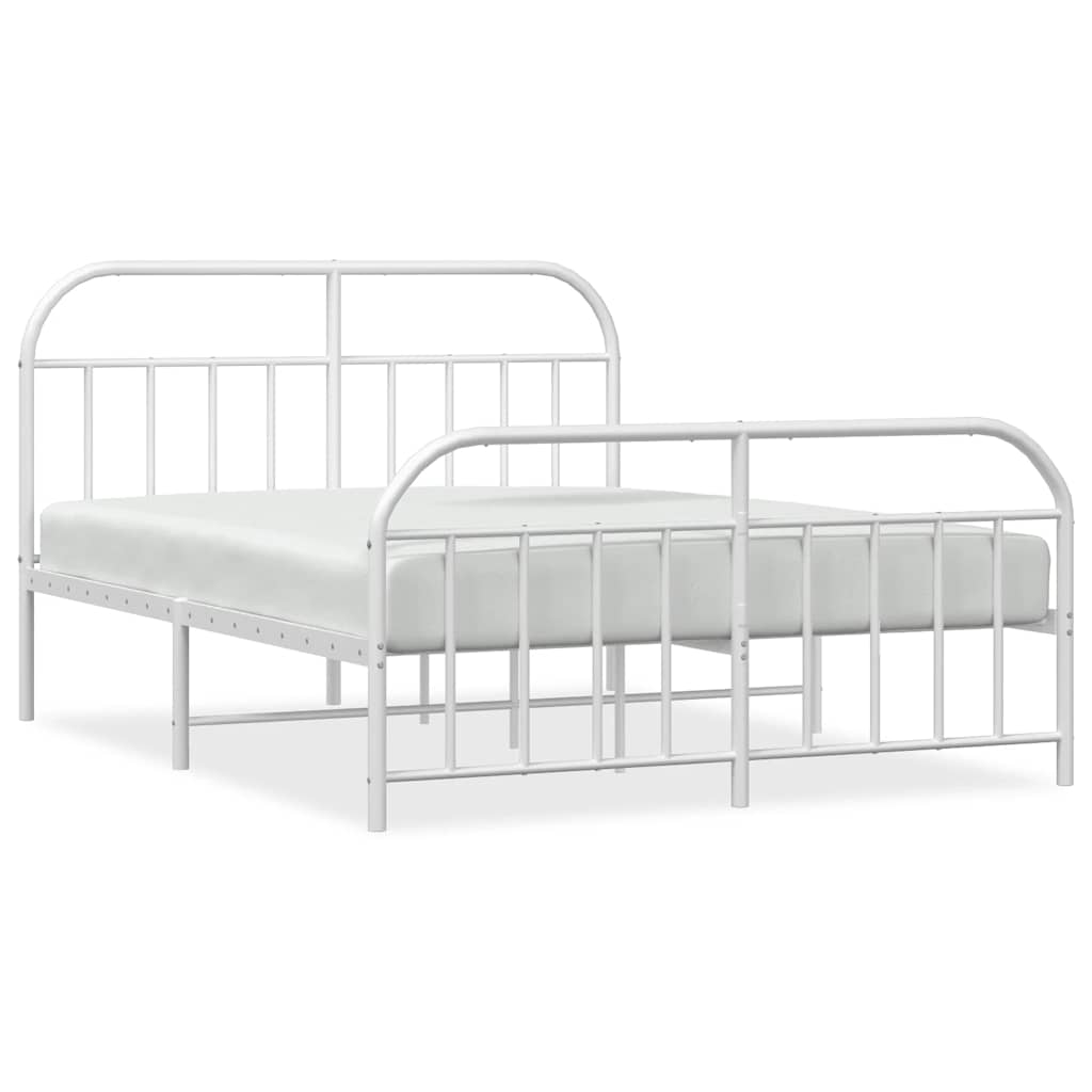 Metal Bed Frame without Mattress with Footboard White 180x200cm