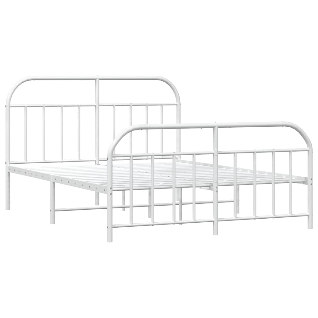 Metal Bed Frame without Mattress with Footboard White 180x200cm