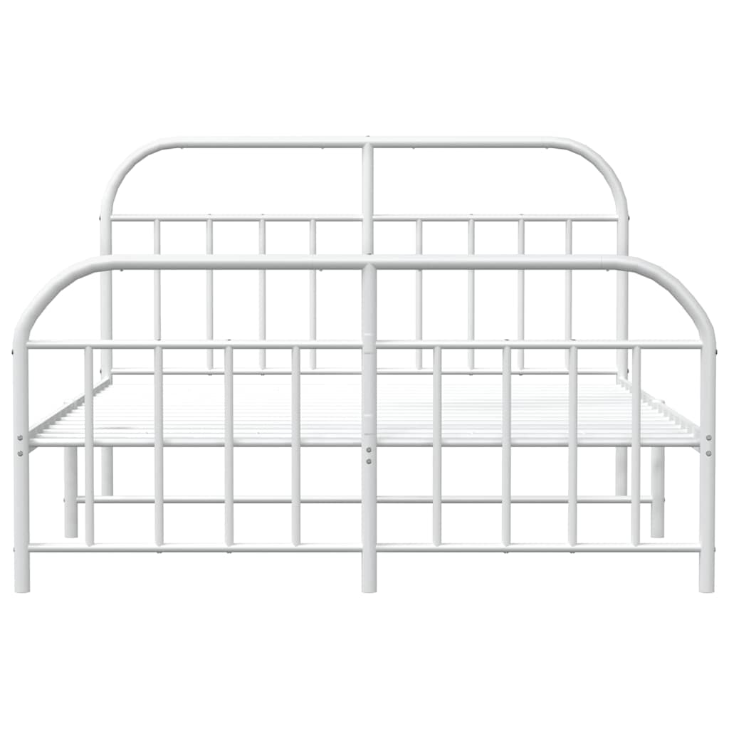 Metal Bed Frame without Mattress with Footboard White 180x200cm