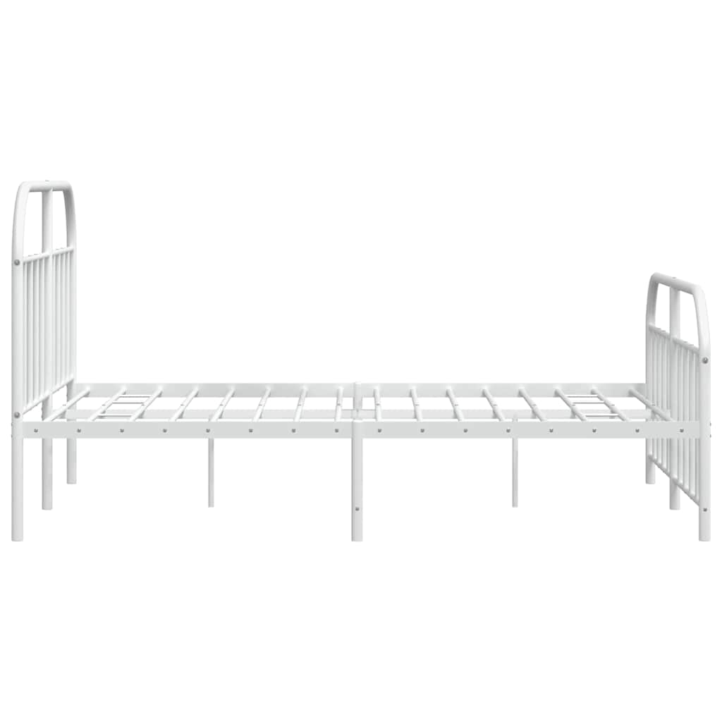 Metal Bed Frame without Mattress with Footboard White 180x200cm