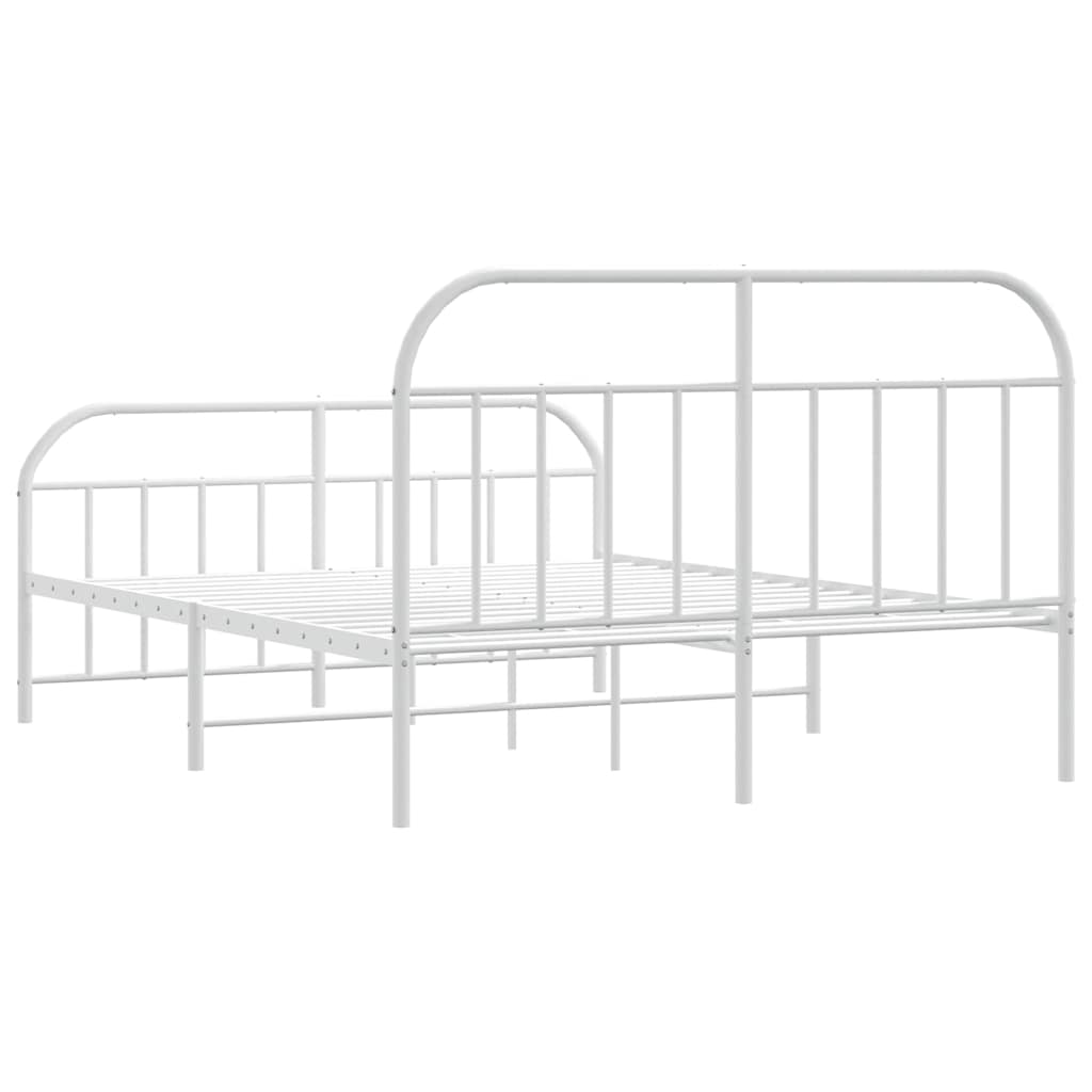 Metal Bed Frame without Mattress with Footboard White 180x200cm
