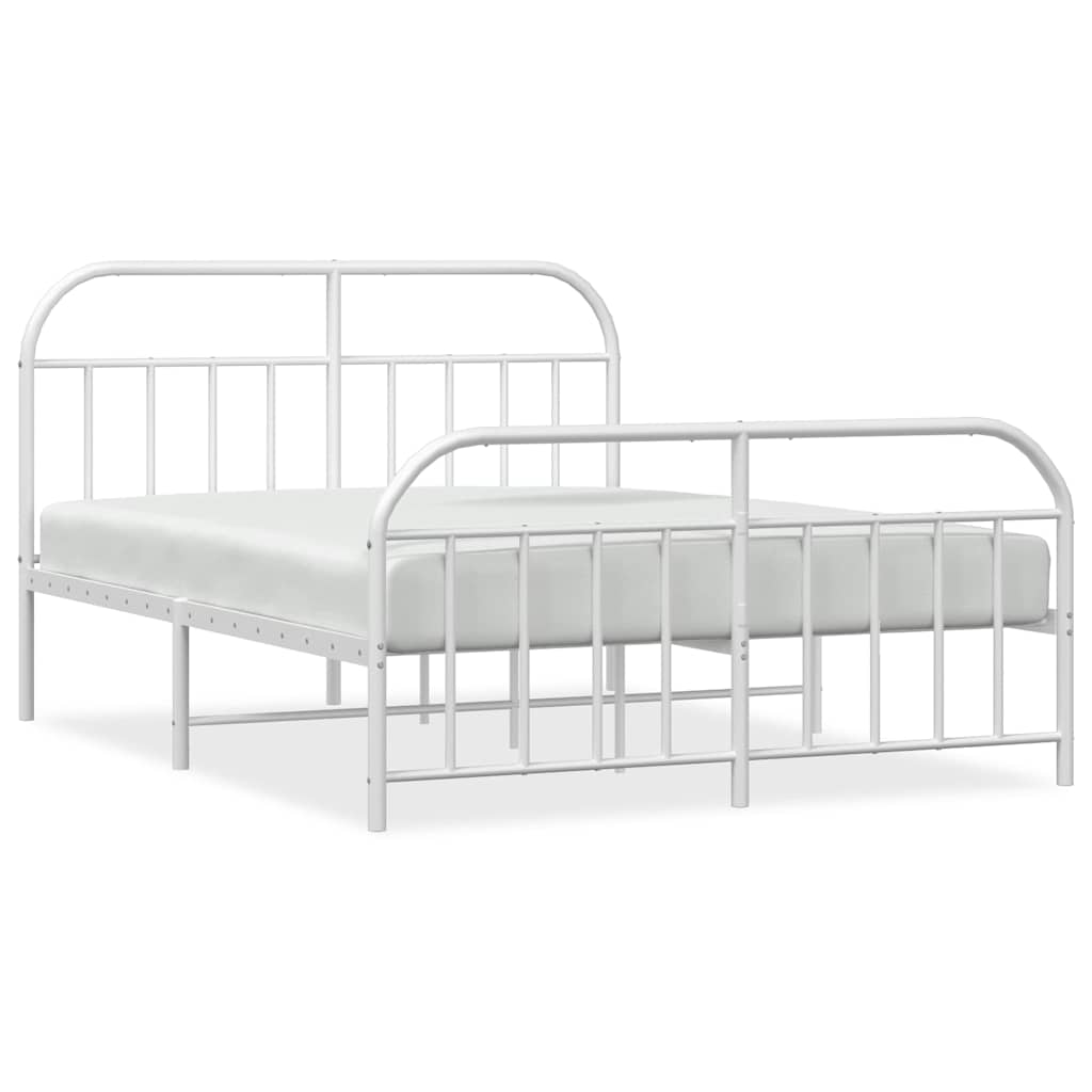 Metal Bed Frame without Mattress with Footboard White 183x213cm